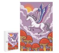Jigsaws 1000 PCS for Teenagerss Pegasus Flying Over Mushrooms Jigsaw Puzzle Brain Teaser Game Stress Reliever Challenging To Complete 1000 PCS