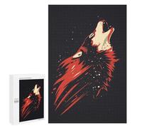 Jigsaws 1000 PCS for Teenagerss Red Wolf Howling at Night Jigsaw Puzzle Brain Teaser Game Stress Reliever Challenging To Complete 1000 PCS