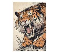 Jigsaws 1000 PCS for Teenagerss Roaring Sabertooth Tiger Illustration Jigsaw for Adults Brain Teaser Game Analysis And Logic Gifts for Friends And Family 1000 PCS