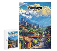 Jigsaws 1000 PCS for Teenagerss Santiago Chile Cityscape Illustration Puzzles for Adults Hands-on Game Birthday Present Birthday Present, Gifts, 1000 PCS