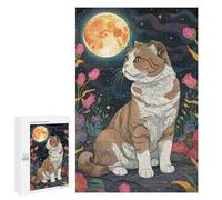 Jigsaws 1000 PCS for Teenagerss Scottish Fold Cat Under The Moon Jigsaw Puzzle Brain Teaser Game Stress Reliever Challenging To Complete 1000 PCS