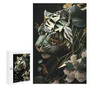 Jigsaws 1000 PCS for Teenagerss Silver Tiger Flowers Jigsaw Puzzle Brain Teaser Game Stress Reliever Challenging To Complete 1000 PCS