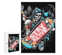 Jigsaws 1000 PCS for Teenagerss Skateboard Reaper Art Print Jigsaws for Adults Brain Teaser Game Birthday Present Challenging To Complete 1000 PCS