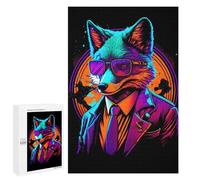 Jigsaws 1000 PCS for Teenagerss Stylish Fox in Suit Art Print Jigsaws for Adults Brain Teaser Game Birthday Present Challenging To Complete 1000 PCS