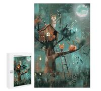 Jigsaws 1000 PCS for Teenagerss Treehouse Dreams - Forest Magic at Night Jigsaw Puzzle Brain Teaser Game Stress Reliever Challenging To Complete 1000 PCS