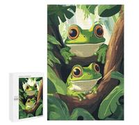 Jigsaws 1000 PCS for Teenagerss Two Frogs on A Branch Jigsaw Puzzle Brain Teaser Game Stress Reliever Challenging To Complete 1000 PCS
