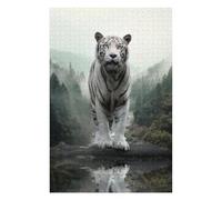 Jigsaws 1000 PCS for Teenagerss White Tiger Reflection Jigsaw for Adults Brain Teaser Game Analysis And Logic Gifts for Friends And Family 1000 PCS