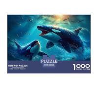 Jigsaws 1000 Piece Shark Vs Orca - Artistic Animals Impossible Educational Games Classic Educational Games Puzzles 38x26cm/1000pcs