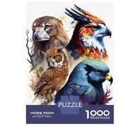 Jigsaws 1000 Pieces for Adults 4 Birds Heads Watercolor Puzzles for Adults Brain Teaser Game Stress Reliever Unique Birthday And Xmas Gifts 38x26cm/1000pcs