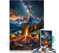 Jigsaws 1000 Pieces for Adults A cozy campfire scene Made of wood，for ages 14 and over Perfect decoration Christmas game Presents for Women。size：50x75cm/14.96x20.47inch