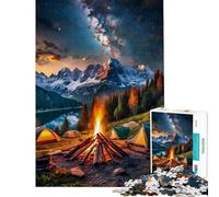 Jigsaws 1000 Pieces for Adults A Cozy Campfire Scene Stress Relief Desk Play No Loose Parts When Connected Neat Gifts for Home Ornament (Size 38x52cm)