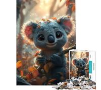 Jigsaws 1000 Pieces for Adults A Cute Cartoon Koala Stress Relief Desk Play No Loose Parts When Connected Neat Gifts for Home Ornament (Size 38x52cm)