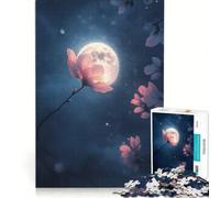 Jigsaws 1000 Pieces for Adults A Lone Glowing Sakura Petal Floating Against A Dark Sky, Educational Games, Fun at Home Activities, for Birthday, Chrismas 38x52cm