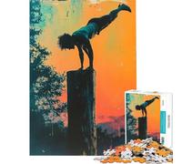 Jigsaws 1000 Pieces for Adults A Man on A Tree Stump Stress Relief Desk Play No Loose Parts When Connected Neat Gifts for Home Ornament (Size 38x26cm)