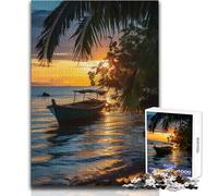Jigsaws 1000 Pieces for Adults A Thai Fishing Boat Glides Educational Game Learning Educational Gift For Birthdays Size 50x75cm