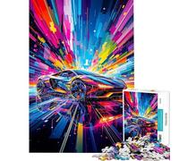 Jigsaws 1000 Pieces for Adults Abstract Car Speed Art Stress Relief Desk Play No Loose Parts When Connected Neat Gifts for Home Ornament (Size 38x52cm)