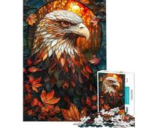 Jigsaws 1000 Pieces for Adults Abstract Eagle Stained Gl Stress Relief Desk Play No Loose Parts When Connected Neat Gifts for Home Ornament (Size 38x52cm)
