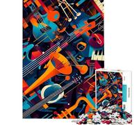 Jigsaws 1000 Pieces for Adults Abstract Music Instruments Stress Relief Desk Play No Loose Parts When Connected Neat Gifts for Home Ornament (Size 38x52cm)