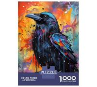 Jigsaws 1000 Pieces for Adults Abstract Raven Watercolor Puzzle for Adults Relax Games Analysis And Logic Christmas Birthday Gifts 70x50cm/1000pcs