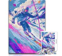 Jigsaws 1000 Pieces for Adults Abstract Skier on Mountain Slope Educational Game Learning Educational Gift For Birthdays Size 38x52cm