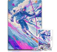 Jigsaws 1000 Pieces for Adults Abstract Skier on Mountain Slope Educational Game Learning Educational Gift For Birthdays Size 38x26cm
