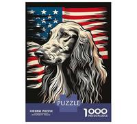 Jigsaws 1000 Pieces for Adults Afghan Hound American Flag Jigsaw for Adults Relaxing Games Presents for Women Fun at Home Activities, 38x26cm/1000pcs