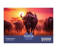 Jigsaws 1000 Pieces for Adults African Buffalo Herd Running Jigsaw for Adults Relaxing Games Presents for Women Fun at Home Activities, 38x26cm/1000pcs