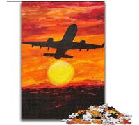 Jigsaws 1000 Pieces for Adults Airplane at Sunset Wooden Jigsaw Puzzles 50X75CM Perfect for Halloween, Christmas, Birthday Gift