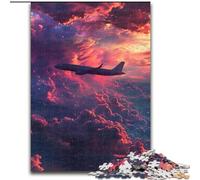 Jigsaws 1000 Pieces for Adults Airplane in Neon Clouds Puzzle Made of cardboard,for Teenagers & Family Fun - DIY Brain Teaser Game Gift 1000pcs(26x38cm)