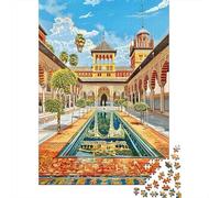 Jigsaws 1000 Pieces for Adults Alhambra Palace Courtyard Jigsaw for Adults Relax Games But Fun And Humorous Challenging Game Gifts 70x50cm/1000pcs