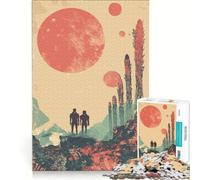Jigsaws 1000 Pieces for Adults Alien Landscape with Two Figures, Impossible Game, Difficult Challenge, Enhance Love between Couples 50x75cm