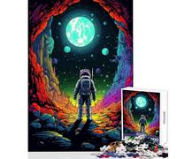 Jigsaws 1000 Pieces for Adults Alien Space Cave Pixel Art Shared Joyful Family Experience Wonderful Christmas Surprise Gifts (38x26cm)