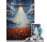 Jigsaws 1000 Pieces for Adults Alien Spaceship Oil Painting,Help The Brain Exercise Addictive Toys to Cultivate Patience Perfect Decoration (75x50cm)