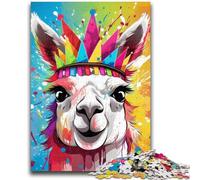 Jigsaws 1000 Pieces for Adults Alpaca with Crown Adult Puzzles,Challenging Game Gifts for Is Ideal As A Gift for The Whole Family (26x38cm)