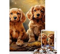 Jigsaws 1000 Pieces for Adults American Cocker Spaniel Shared Joyful Family Experience Wonderful Christmas Surprise Gifts (50x75cm)