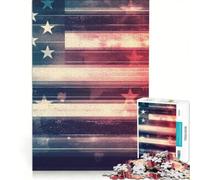 Jigsaws 1000 Pieces for Adults American Flag Double Exposure, Impossible Game, Difficult Challenge, Enhance Love between Couples 50x75cm