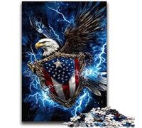 Jigsaws 1000 Pieces for Adults American Flag Eagle 1000 Piece Jigsaw,Family Entertainment Toys with Matching Poster And Trivia Sheet (38x26cm)