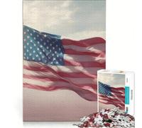 Jigsaws 1000 Pieces for Adults American Flag in The Wind, Impossible Game, Difficult Challenge, Enhance Love between Couples 38x52cm