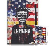 Jigsaws 1000 Pieces for Adults American Flag Skull Figure Graffiti Art Educational Game Learning Educational Gift For Birthdays Size 38x52cm