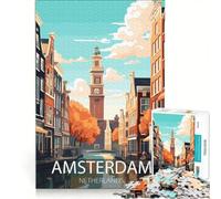 Jigsaws 1000 Pieces for Adults Amsterdam Canal View, Impossible Game, Difficult Challenge, Enhance Love between Couples 50x75cm
