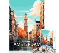 Jigsaws 1000 Pieces for Adults Amsterdam Canal View Toy Wall Decor Great Gift for Games Family Game Enhance Love between Couples Size 50x75cm