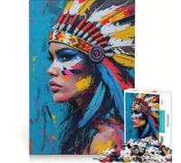 Jigsaws 1000 Pieces for Adults An American Indian Woman, Impossible Game, Difficult Challenge, Enhance Love between Couples 38x52cm
