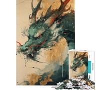 Jigsaws 1000 Pieces for Adults Ancient Gilded Dragon Puzzle for Adults Brain Teaser Game Improve Memory Christmas Birthday Gifts (Size 38x26cm)