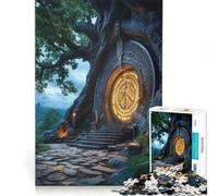 Jigsaws 1000 Pieces for Adults Ancient Stone Gateway, Impossible Game, Difficult Challenge, Enhance Love between Couples 38x52cm