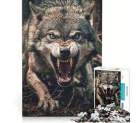 Jigsaws 1000 Pieces for Adults Angry Wolf, Impossible Game, Difficult Challenge, Enhance Love between Couples 38x26cm