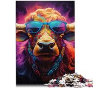 Jigsaws 1000 Pieces for Adults Animal Buffalo family fun games 26x38cm Stress Reliever Staycation Kill time for teenager Age 14 Up