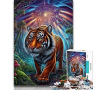 Jigsaws 1000 Pieces for Adults Animal Tiger Art Adult Puzzles,Challenging Game Gifts for Is Ideal As A Gift for The Whole Family 38x26cm