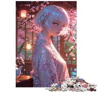 Jigsaws 1000 Pieces for Adults Anime Girl in Spring Cherry Blossoms Help The Brain Exercise Wall Decoration Educational Toy Suitable for People Aged 14 And Above (38x52cm)
