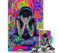 Jigsaws 1000 Pieces for Adults Anime Psychedelic Girl 1000 Pieces for Teenagers,Fun Games Wall Decoration Unique Birthday And Xmas Gifts 75x50cm