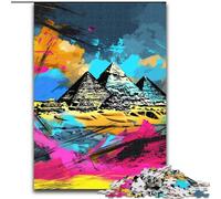 Jigsaws 1000 Pieces for Adults Art Ancient Egyptian Pyramids Made of Wood, Perfect for Birthday, Christmas 50x75cm Challenging & Entertaining, Family Activity